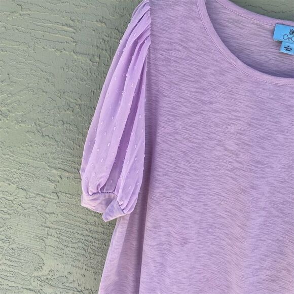 CeCe Women's Lavender Puff Sleeve Blouse Size M Long Sleeve Crew Neck - Picture 5 of 9